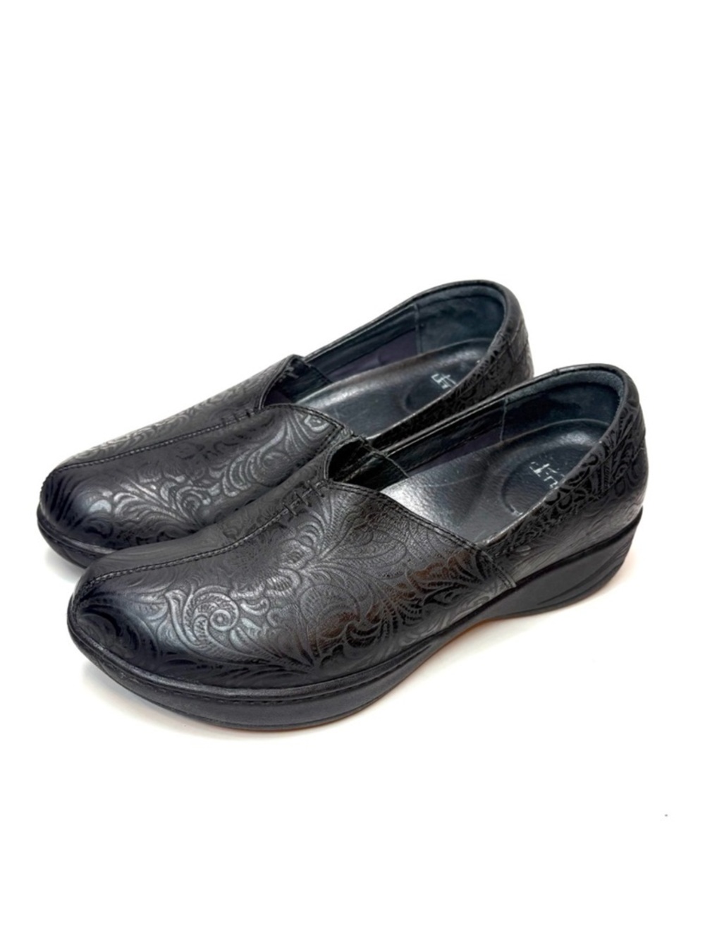 Dansko Black Paisley Leather Clogs | 40